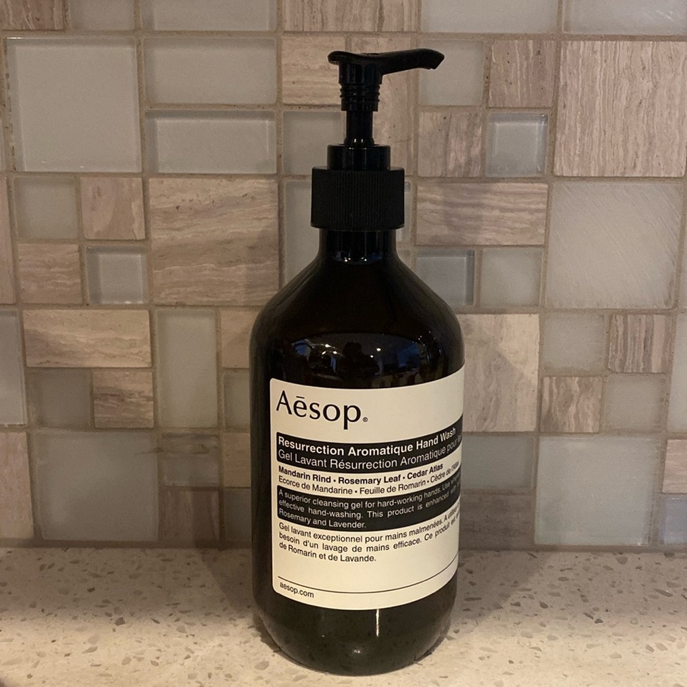 Empty Aesop Resurrection Aromatique Hand Wash bottle